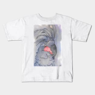 the great black palm cockatoo watercolor portrait art Kids T-Shirt